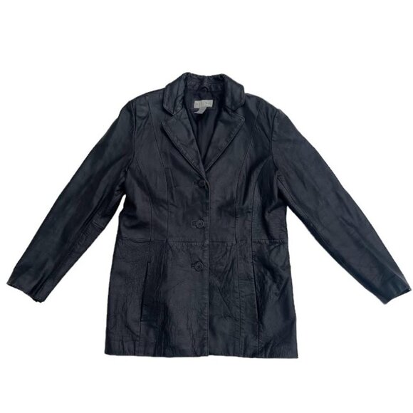 Vintage 90s Leather Blazer Jacket Size Medium - Picture 1 of 7